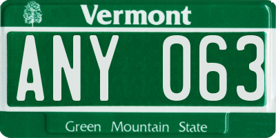 VT license plate ANY063