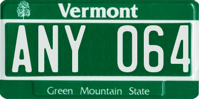 VT license plate ANY064