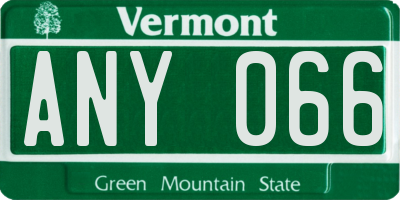 VT license plate ANY066