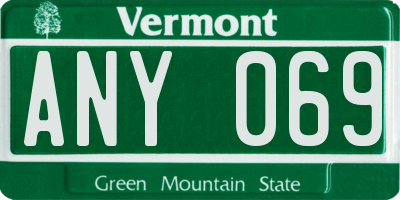 VT license plate ANY069