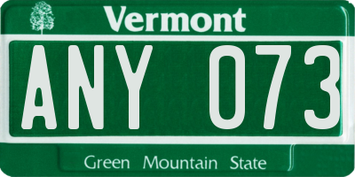 VT license plate ANY073