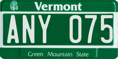 VT license plate ANY075