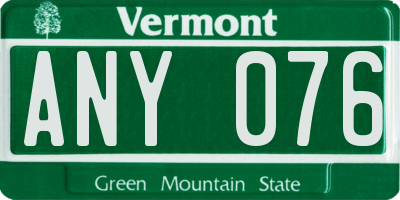 VT license plate ANY076