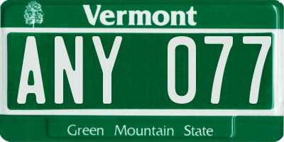 VT license plate ANY077
