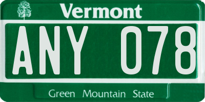 VT license plate ANY078