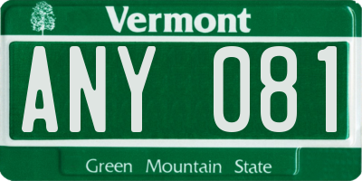 VT license plate ANY081