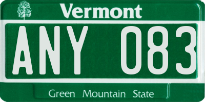 VT license plate ANY083