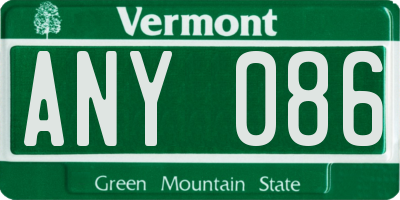 VT license plate ANY086