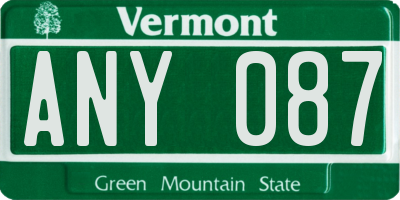 VT license plate ANY087