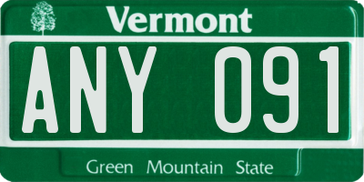 VT license plate ANY091