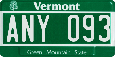 VT license plate ANY093