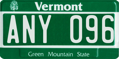 VT license plate ANY096