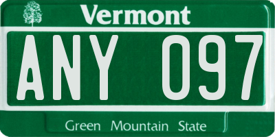 VT license plate ANY097
