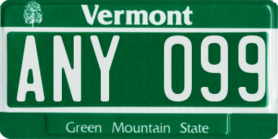 VT license plate ANY099