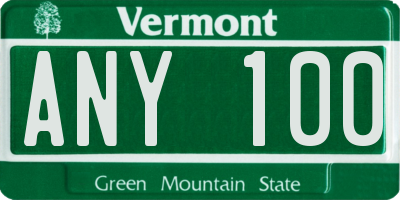 VT license plate ANY100