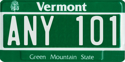 VT license plate ANY101