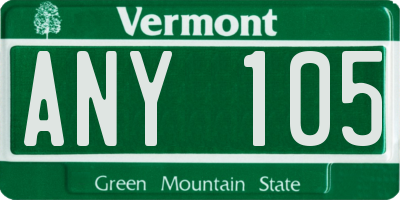 VT license plate ANY105