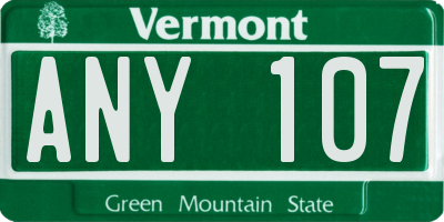 VT license plate ANY107