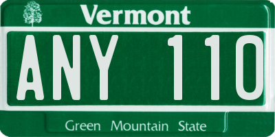VT license plate ANY110