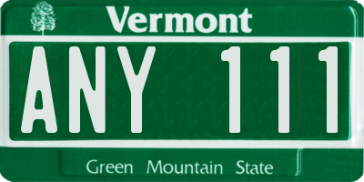 VT license plate ANY111