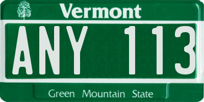 VT license plate ANY113