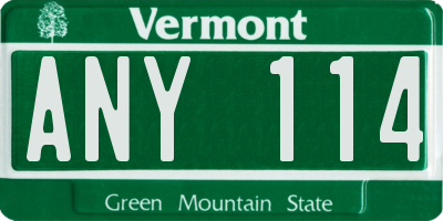 VT license plate ANY114