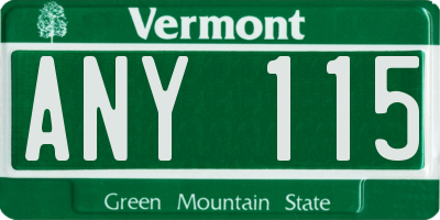 VT license plate ANY115
