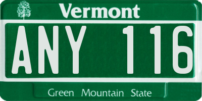 VT license plate ANY116