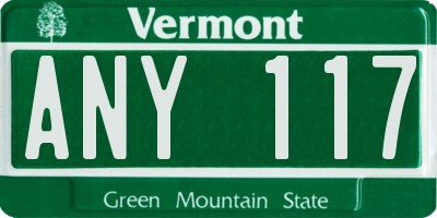 VT license plate ANY117