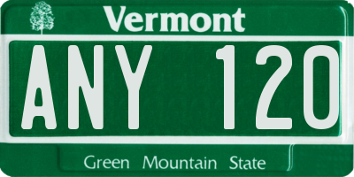 VT license plate ANY120