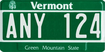 VT license plate ANY124