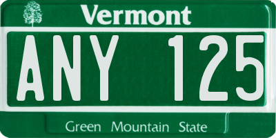 VT license plate ANY125