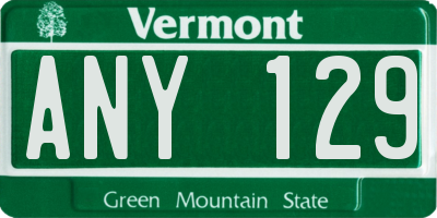 VT license plate ANY129