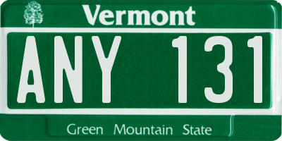 VT license plate ANY131
