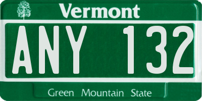 VT license plate ANY132