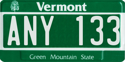 VT license plate ANY133