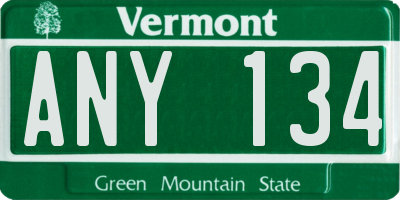 VT license plate ANY134