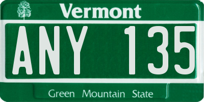 VT license plate ANY135