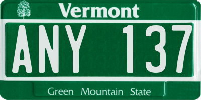 VT license plate ANY137