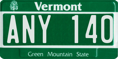 VT license plate ANY140