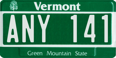 VT license plate ANY141
