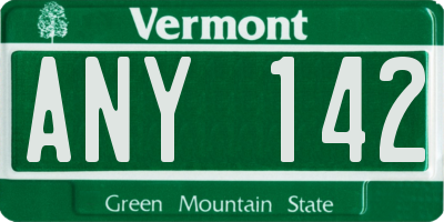 VT license plate ANY142