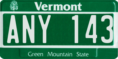VT license plate ANY143