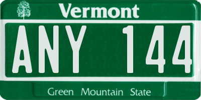 VT license plate ANY144