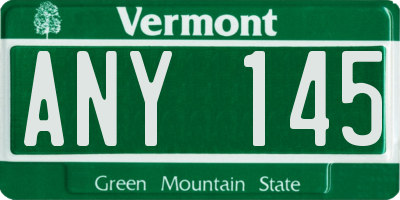VT license plate ANY145