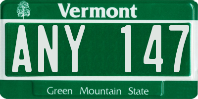 VT license plate ANY147
