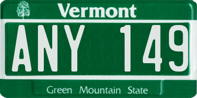 VT license plate ANY149