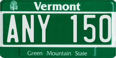 VT license plate ANY150