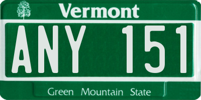 VT license plate ANY151