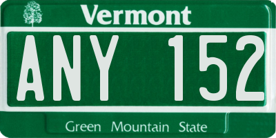 VT license plate ANY152